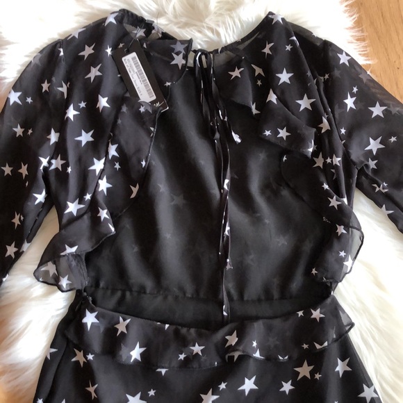 NWT Nasty Gal Walk of Fame sheer star print dress - - Picture 5 of 11